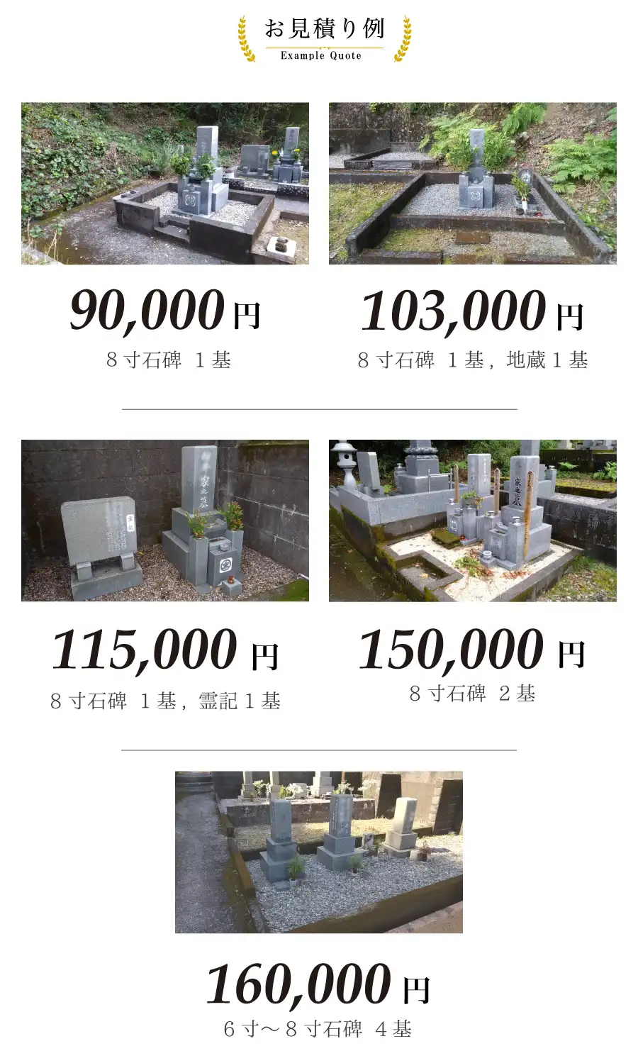 墓じまいのお見積り例(SP)